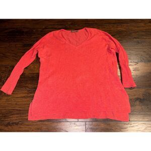 Brodie 100% Cashmere Orange Tunic Sweater with Side Slits